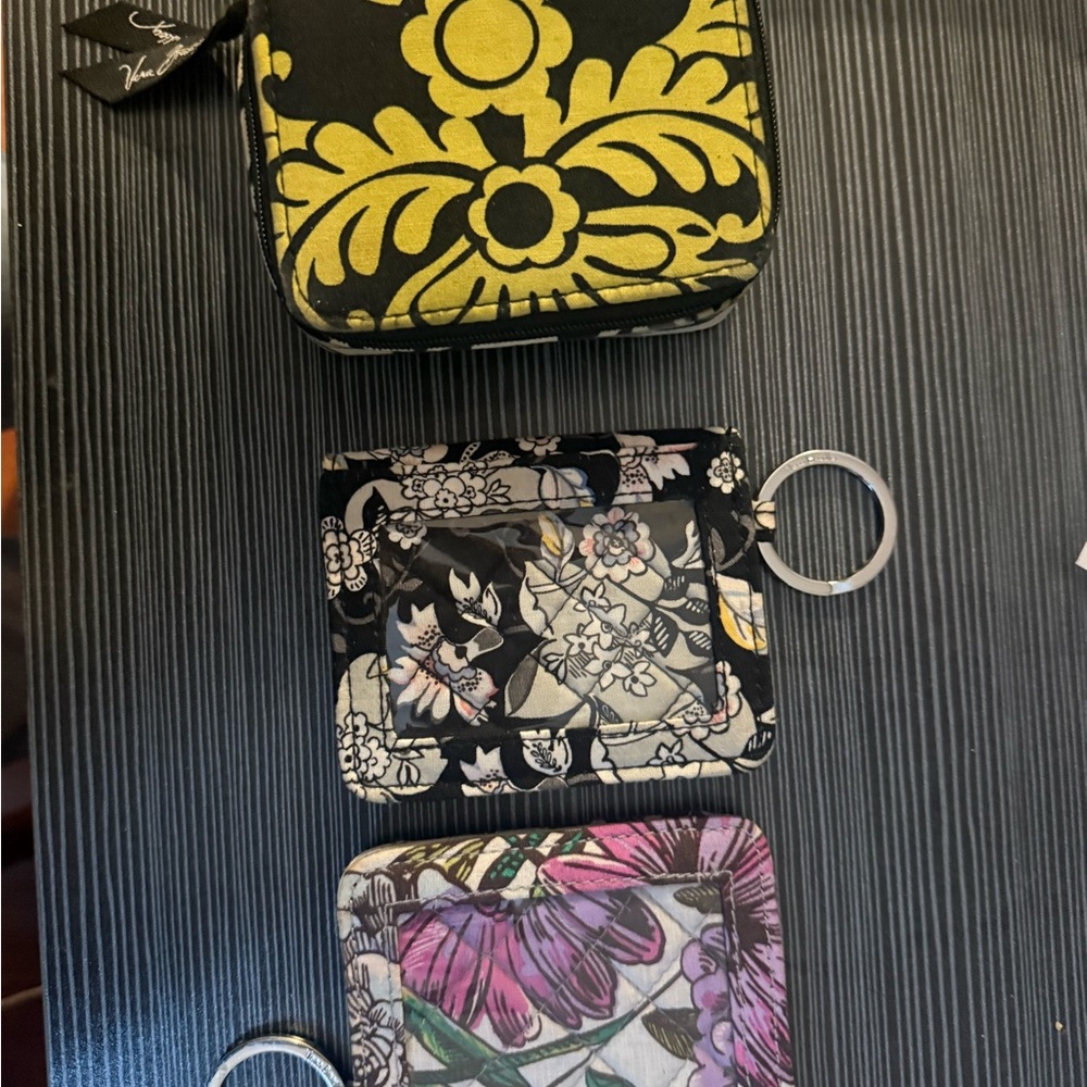 Vera Bradley Yellow and Black Floral Wallet Set